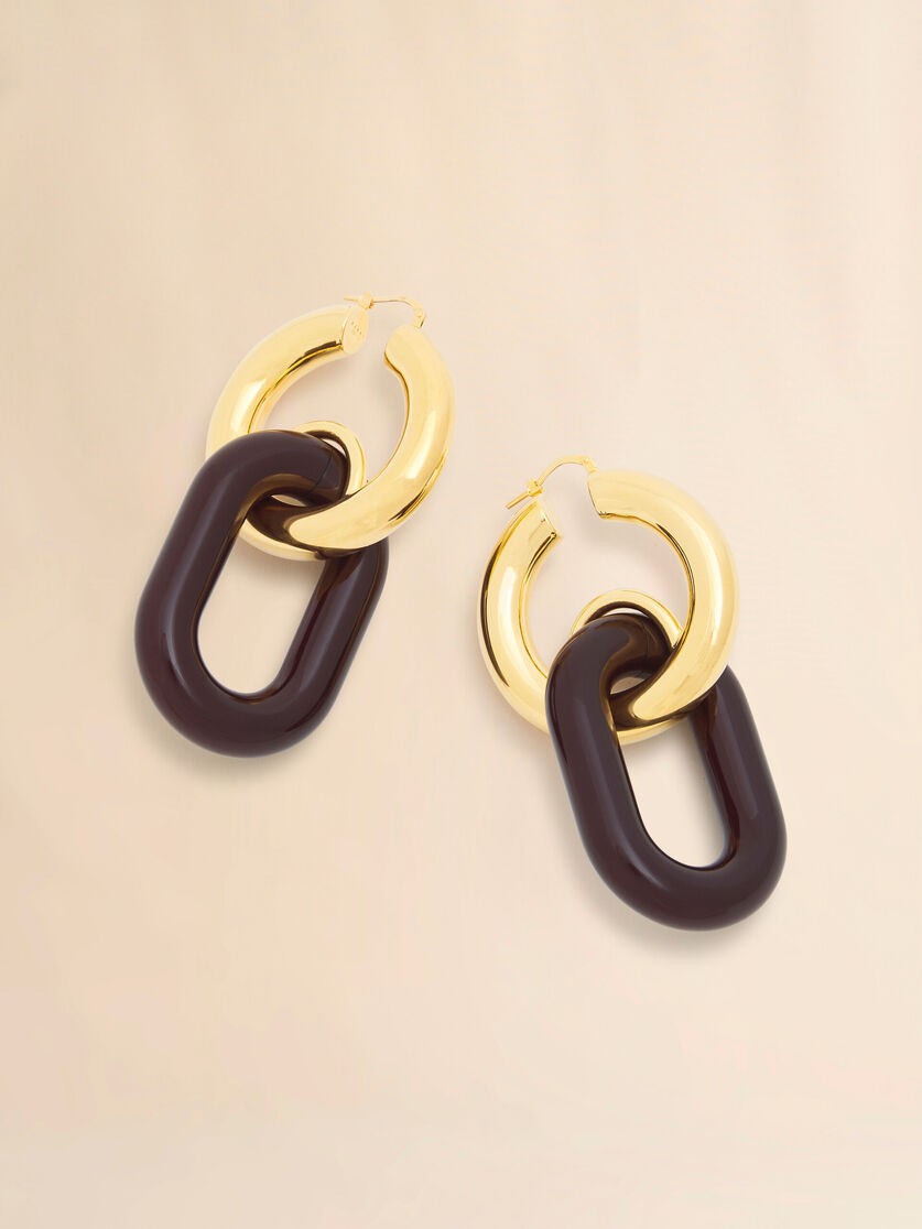 BROWN RESIN CHAIN EARRINGS - 4
