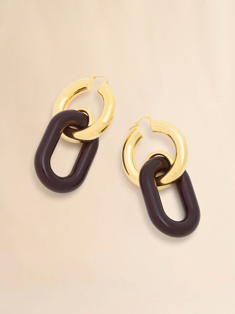BROWN RESIN CHAIN EARRINGS 4
