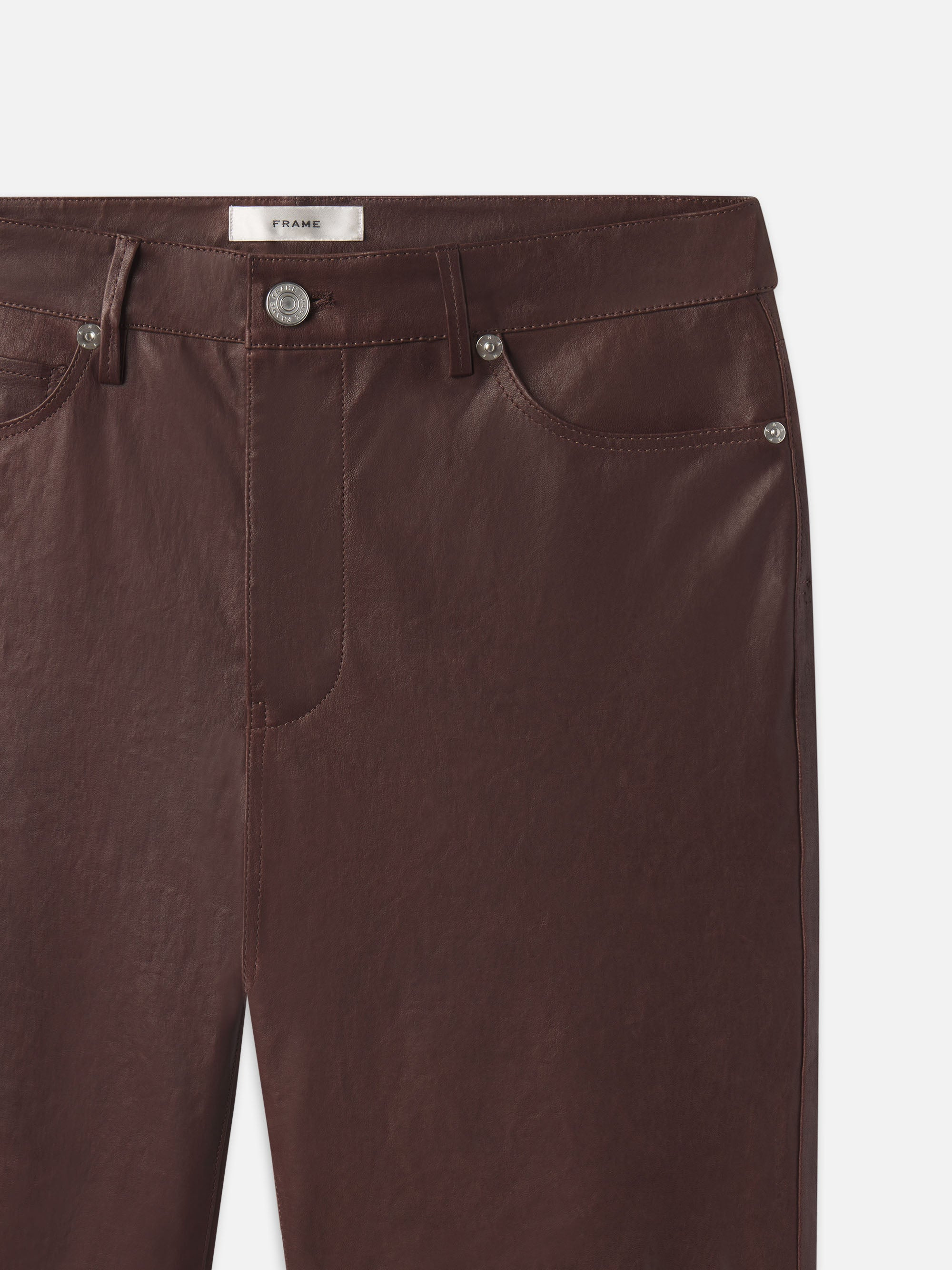 The Slim Stacked Leather Pant in Espresso - 3
