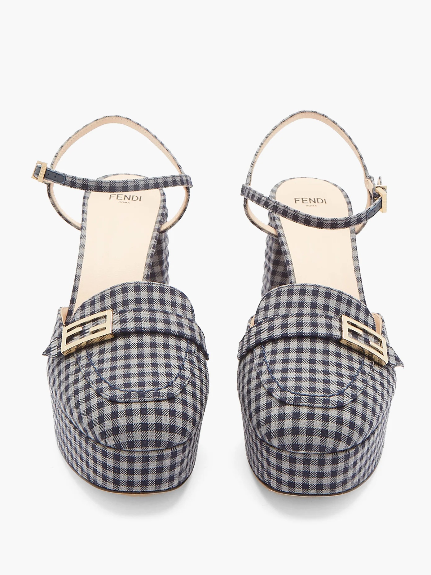 Promenade gingham cross-strap platform sandals - 5