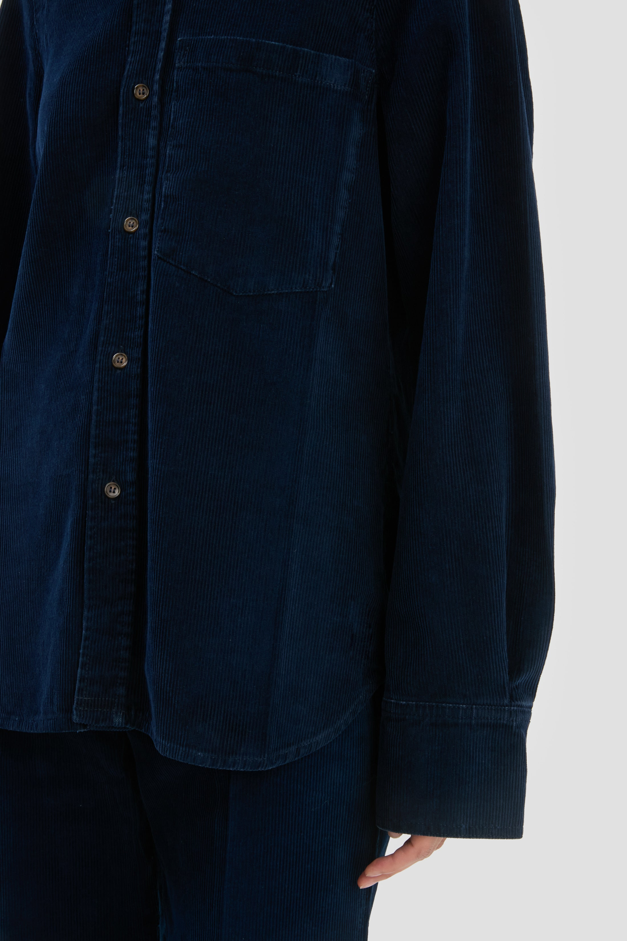 Shoulder Detail Slim Shirt In Indigo - 3