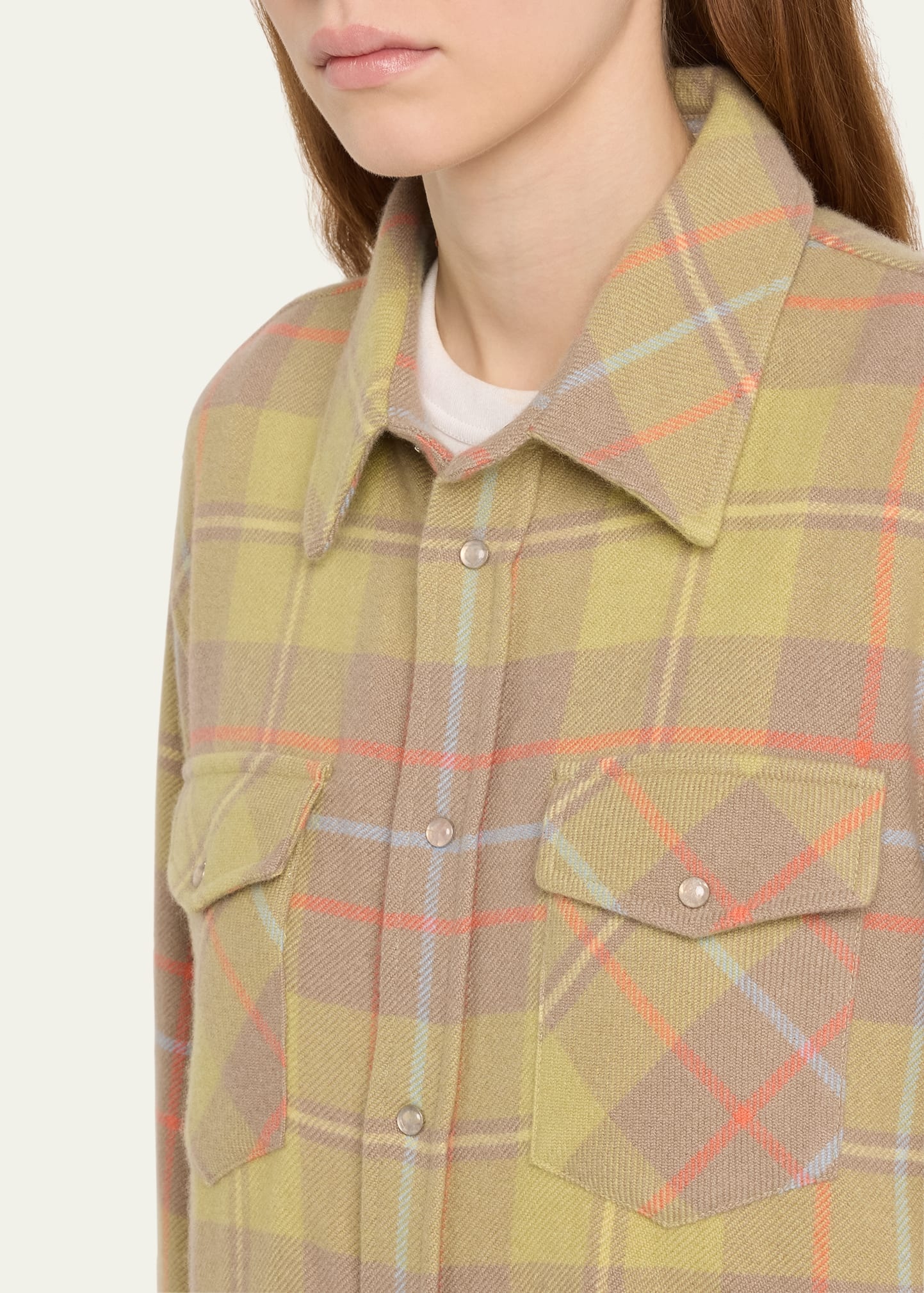 Earth Tartan Cashmere Button Down Shirt - 5