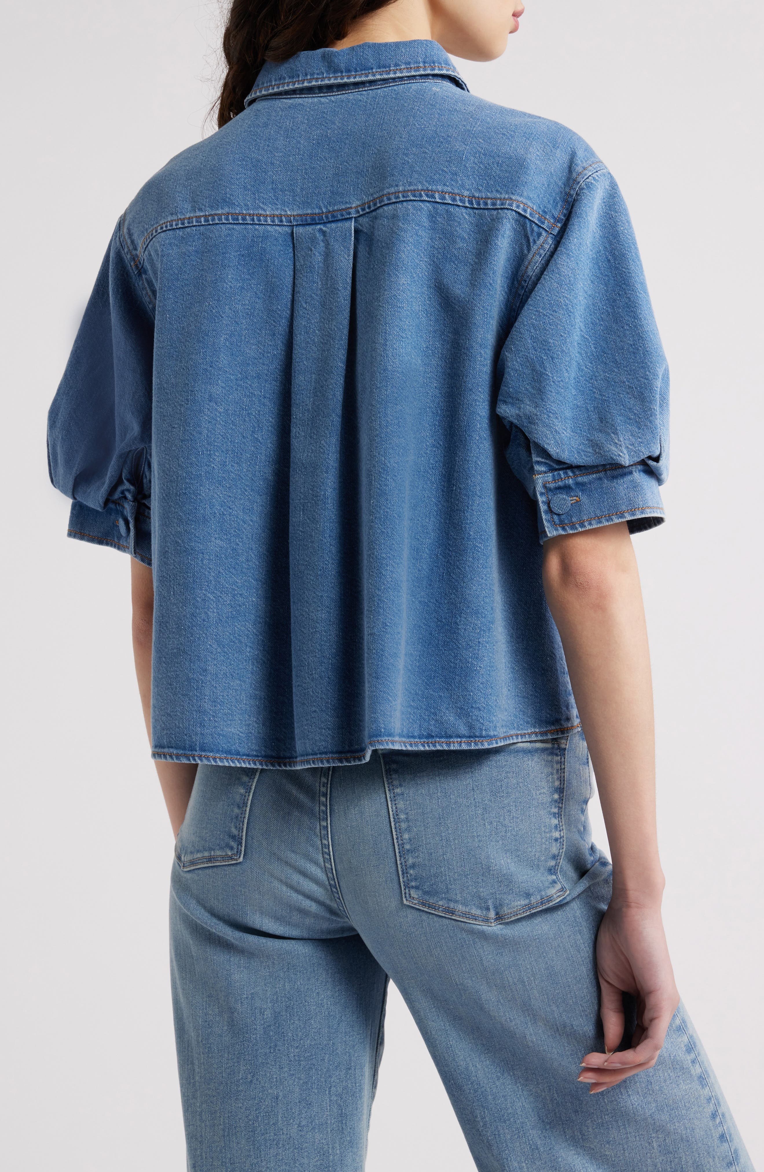 FRAME The Billow Sleeve Denim Shirt in Subtle at Nordstrom - 2