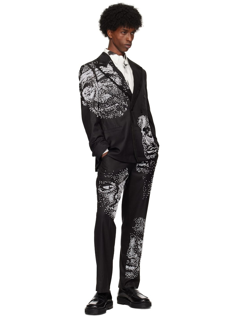 KidSuper Black Beaded Faces Suit Trousers outlook
