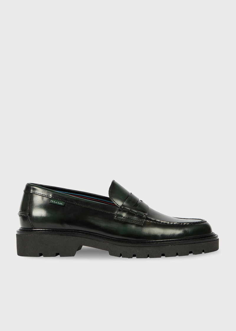 Dark Green Leather 'Bolzano Loafers 1