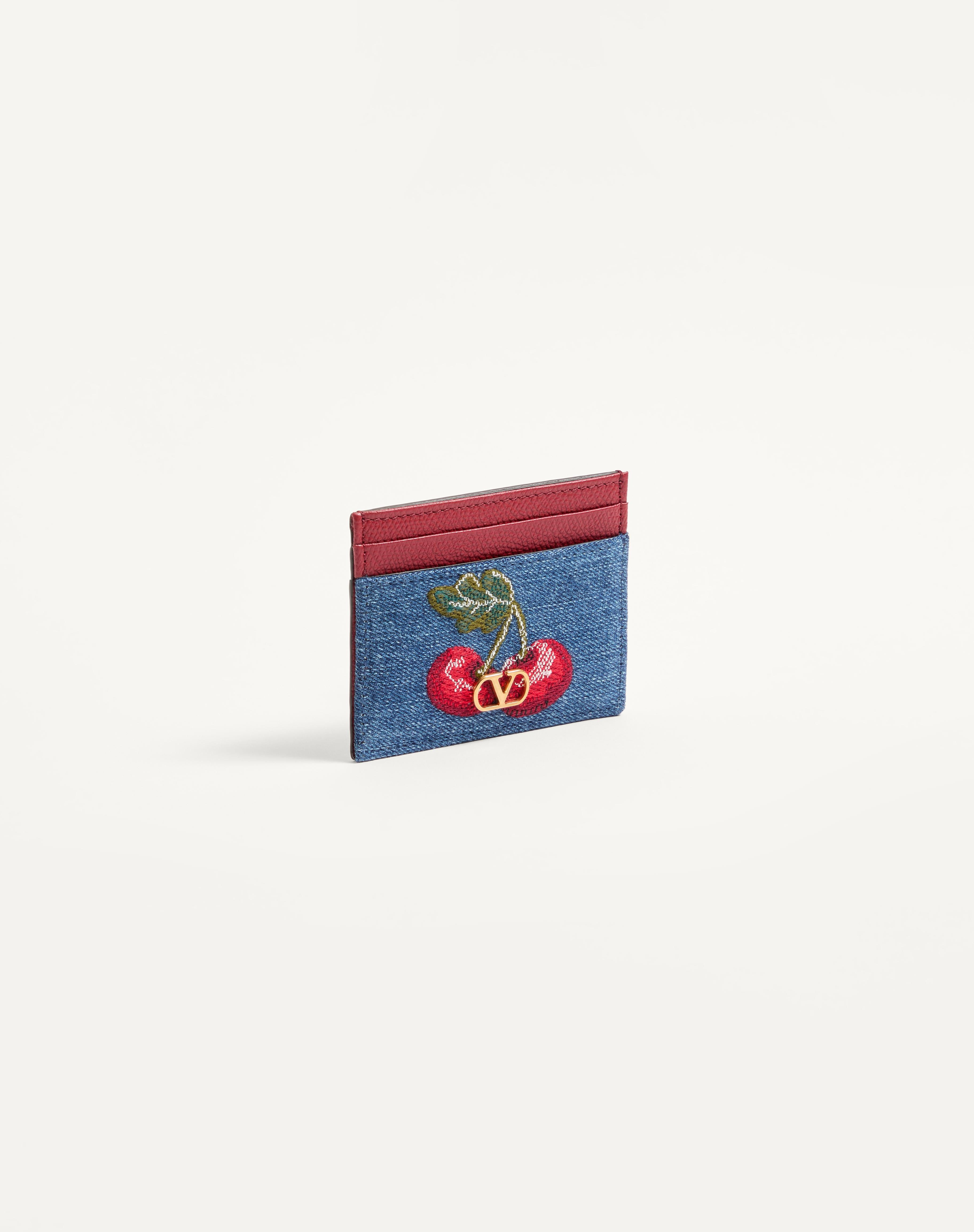 VLOGO SIGNATURE DENIM CARDHOLDER WITH CHERRYFIC EMBROIDERY - 4