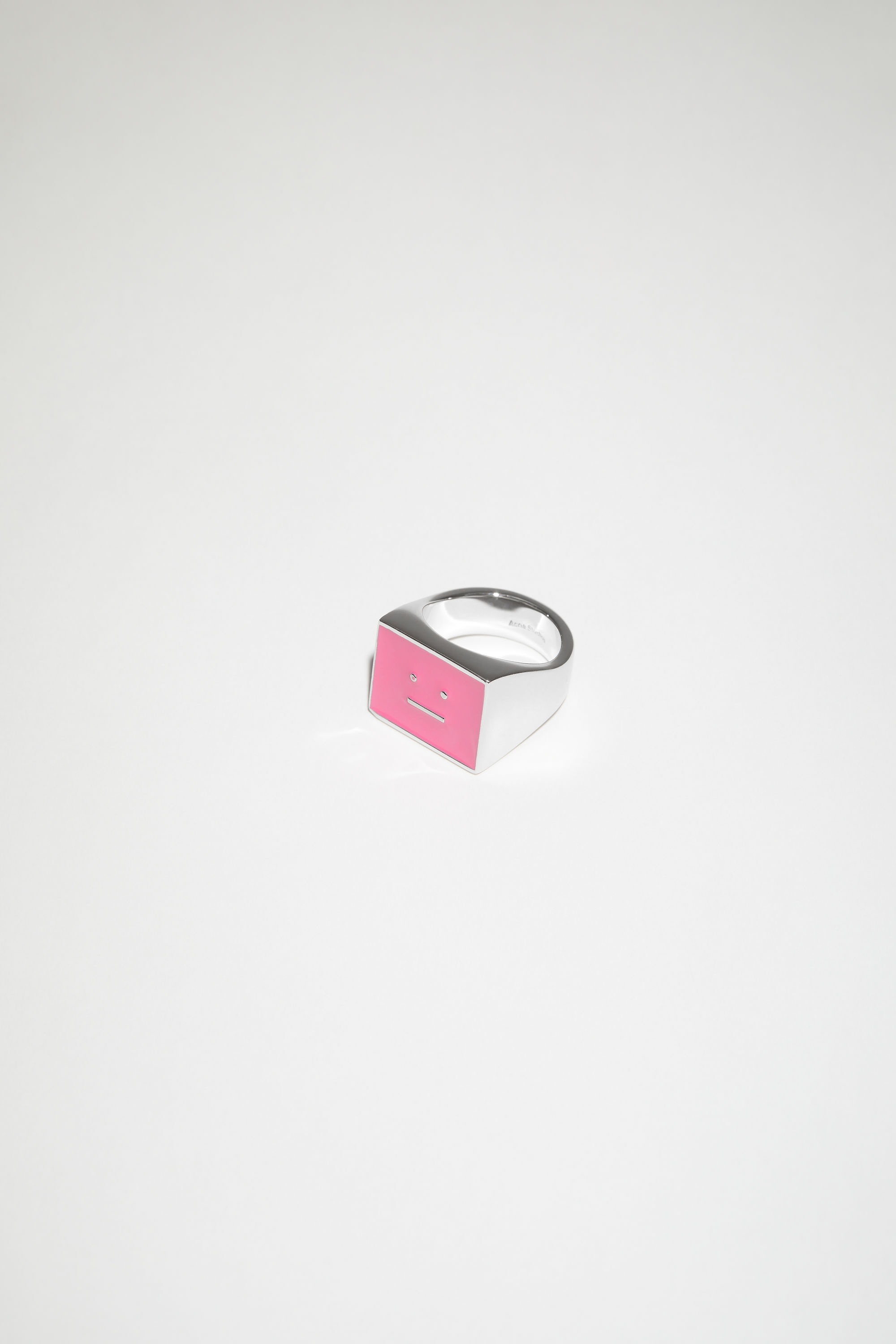 Face logo signet ring - Pink - 4