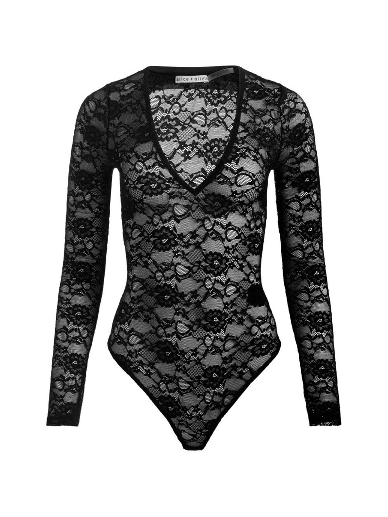 Teagan V-neck lace bodysuit 1