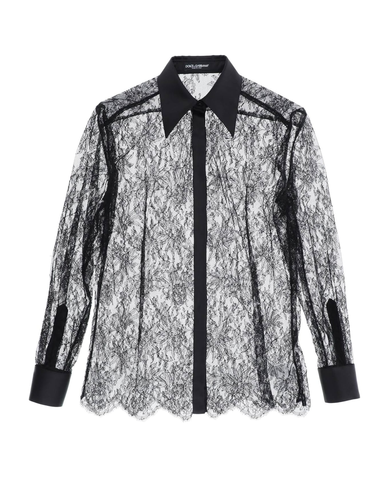 Chantilly Lace Shirt With Satin Details - 1