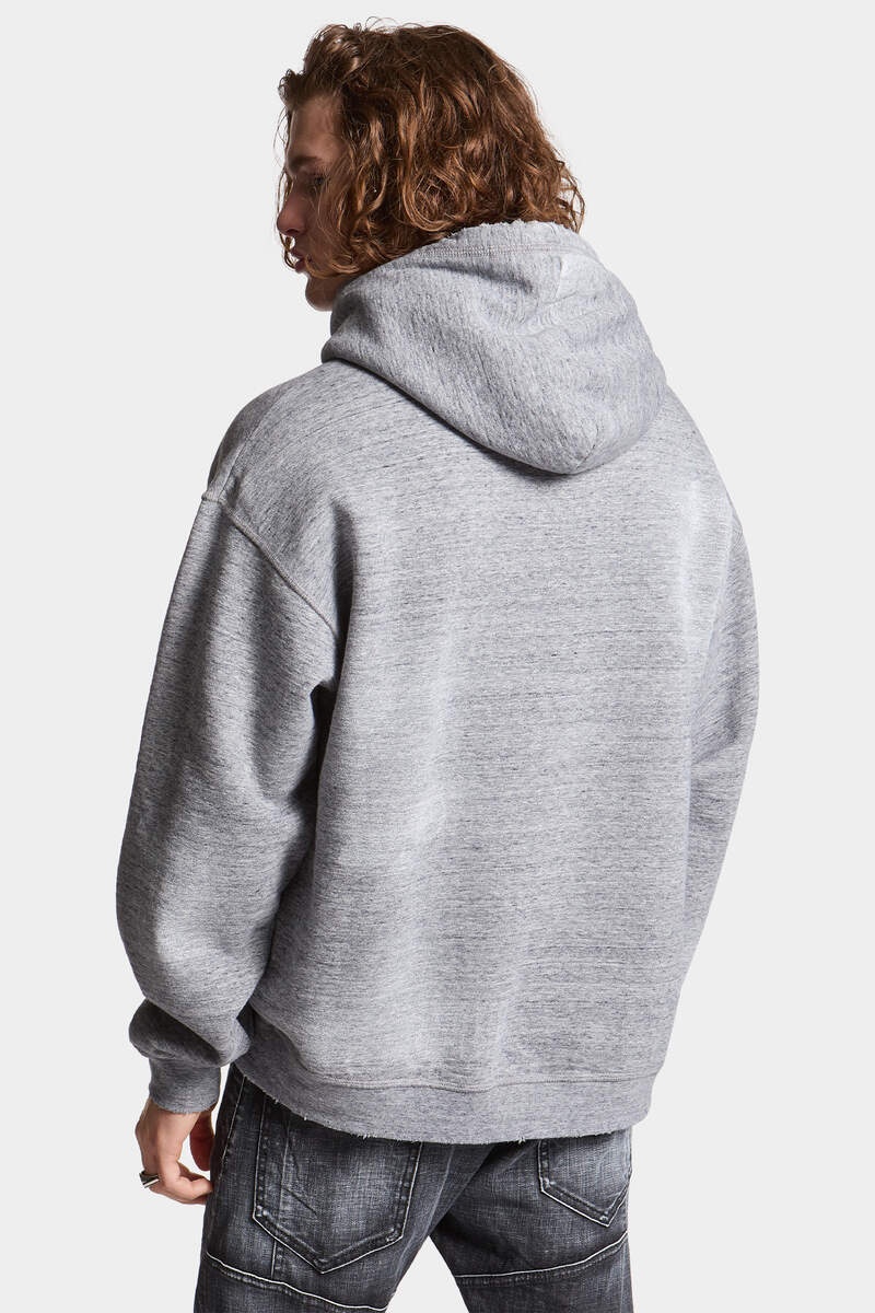 DSQUARED2 BRUSHED MELANGE FLEECE RELAX FIT HOODIE SWEATSHIRT - 4