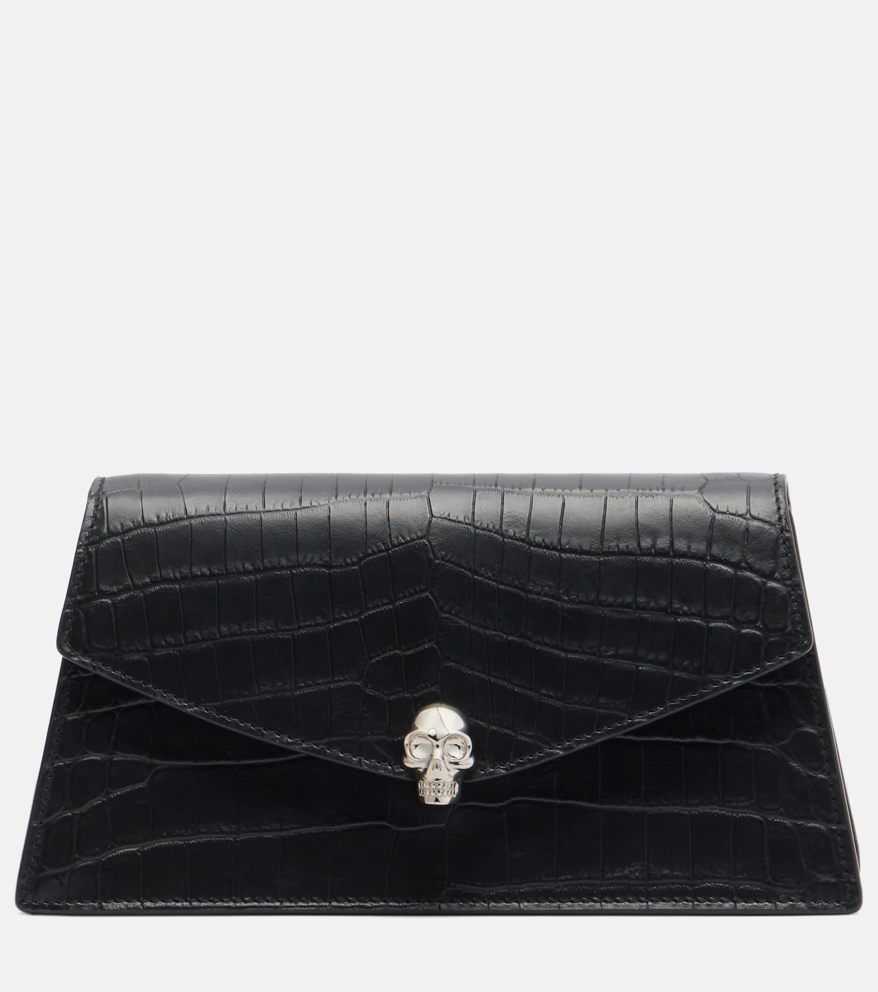Skull Mini croc-effect leather clutch - 1