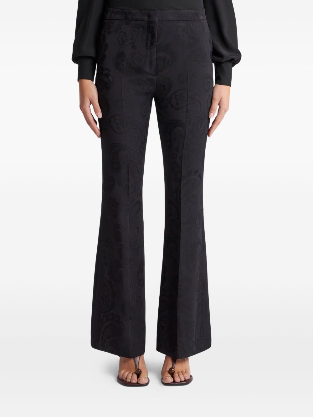 jacquard flared trousers - 3
