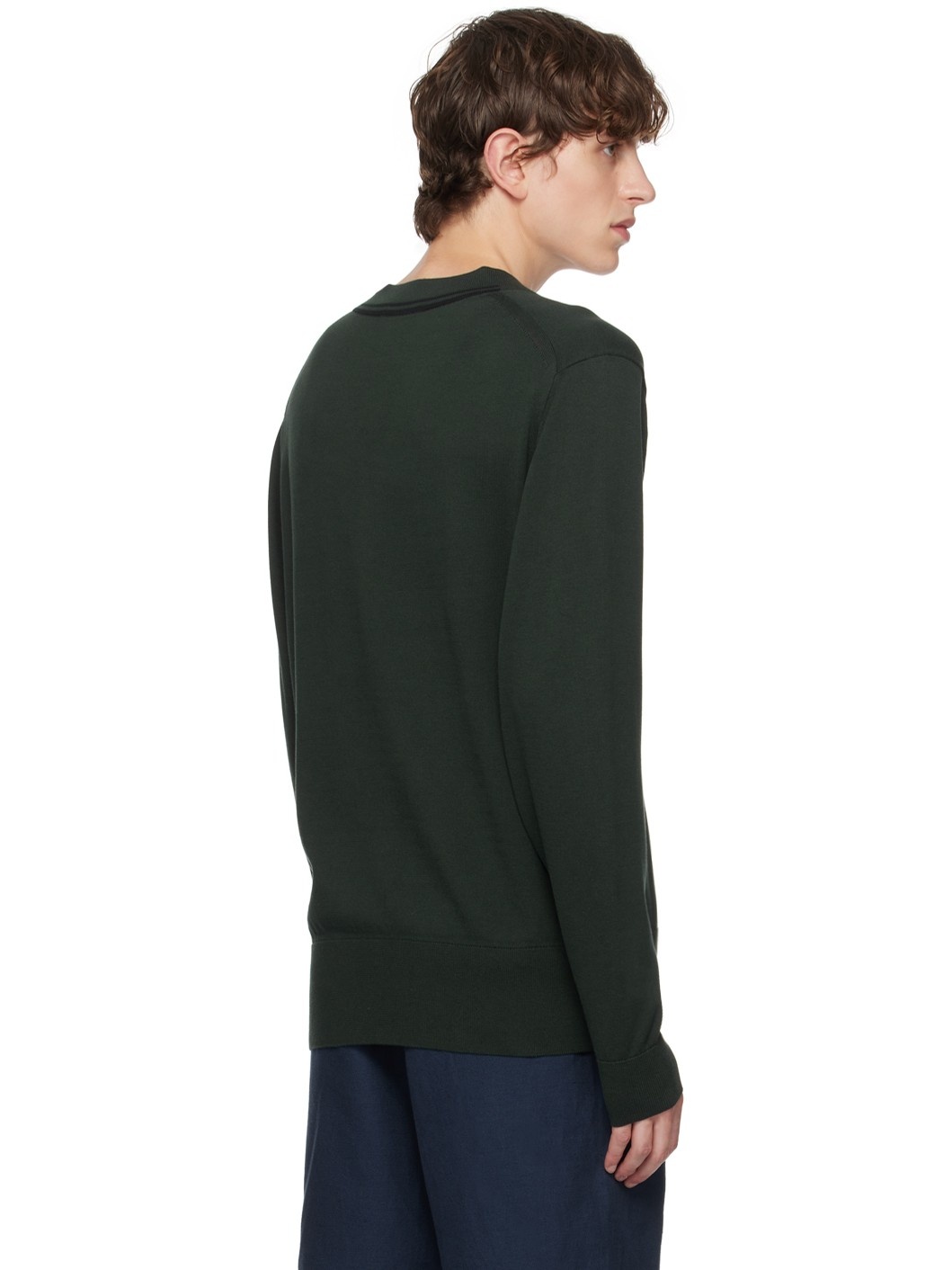 Green V-Neck Sweater - 3