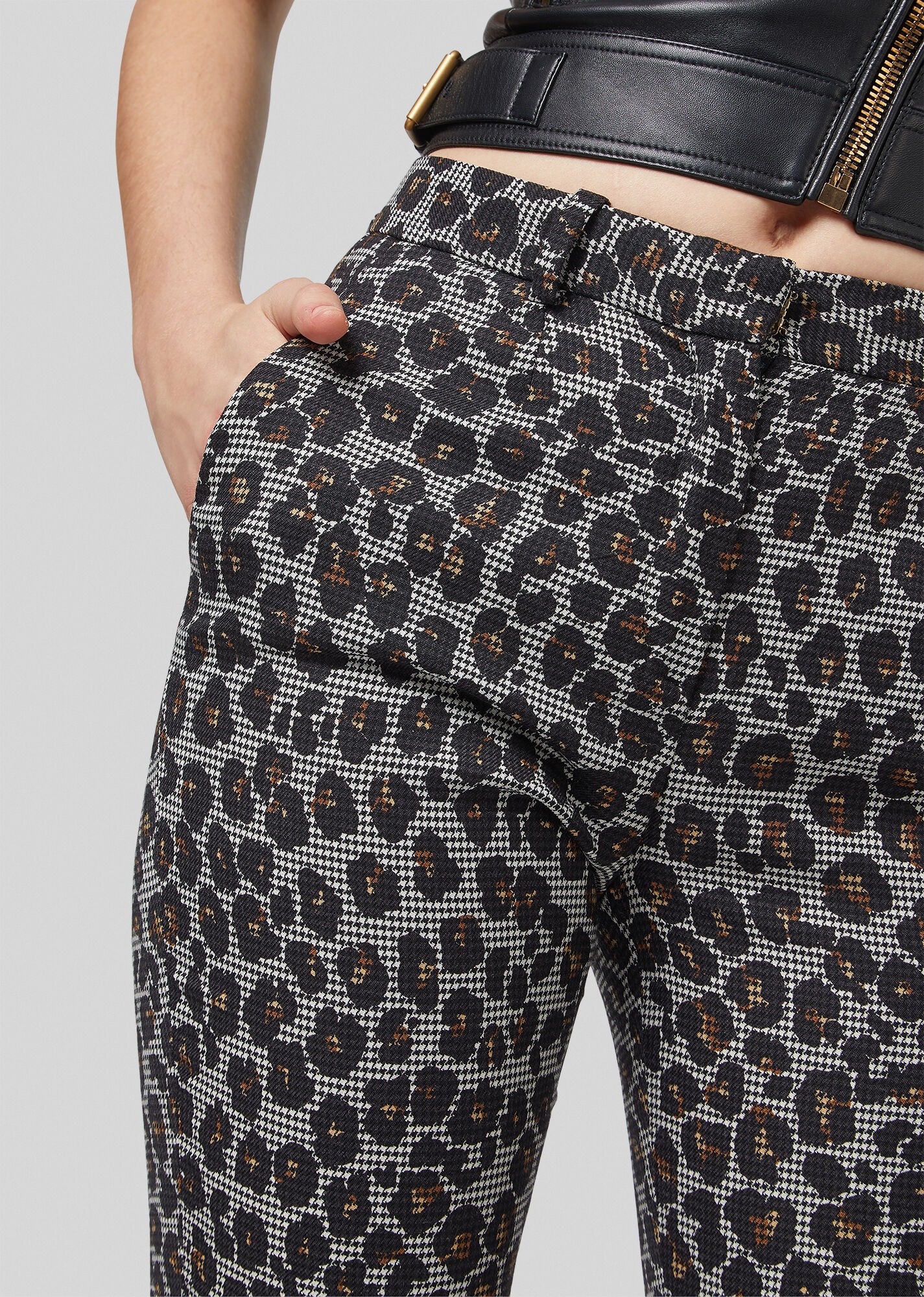 Animalier Houndstooth Wool Trousers - 5