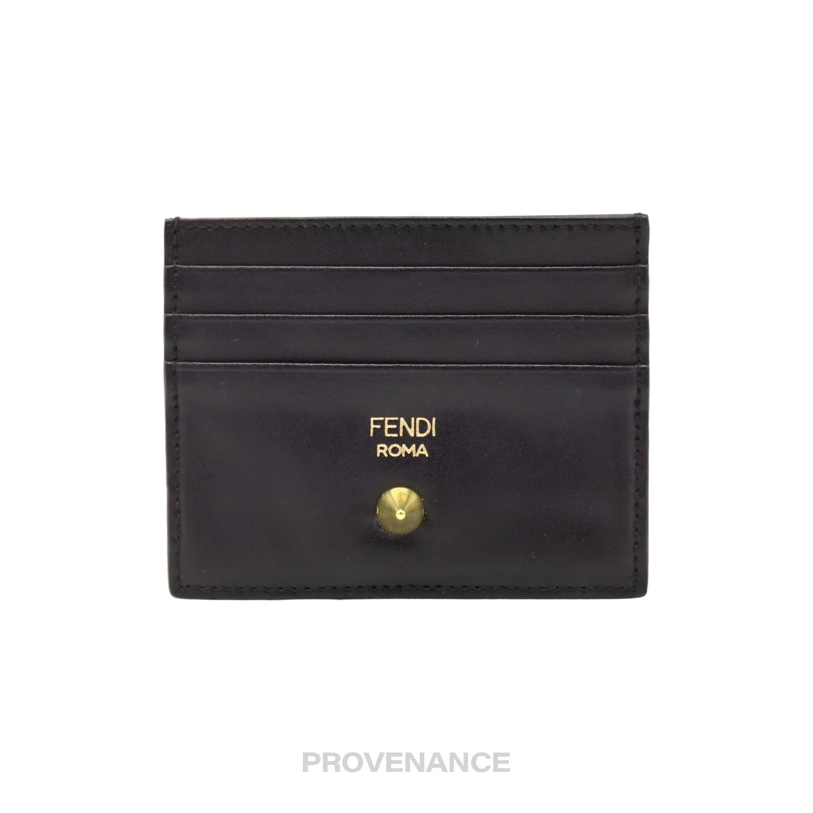 Fendi Stud Card Holder Wallet - Black - 1