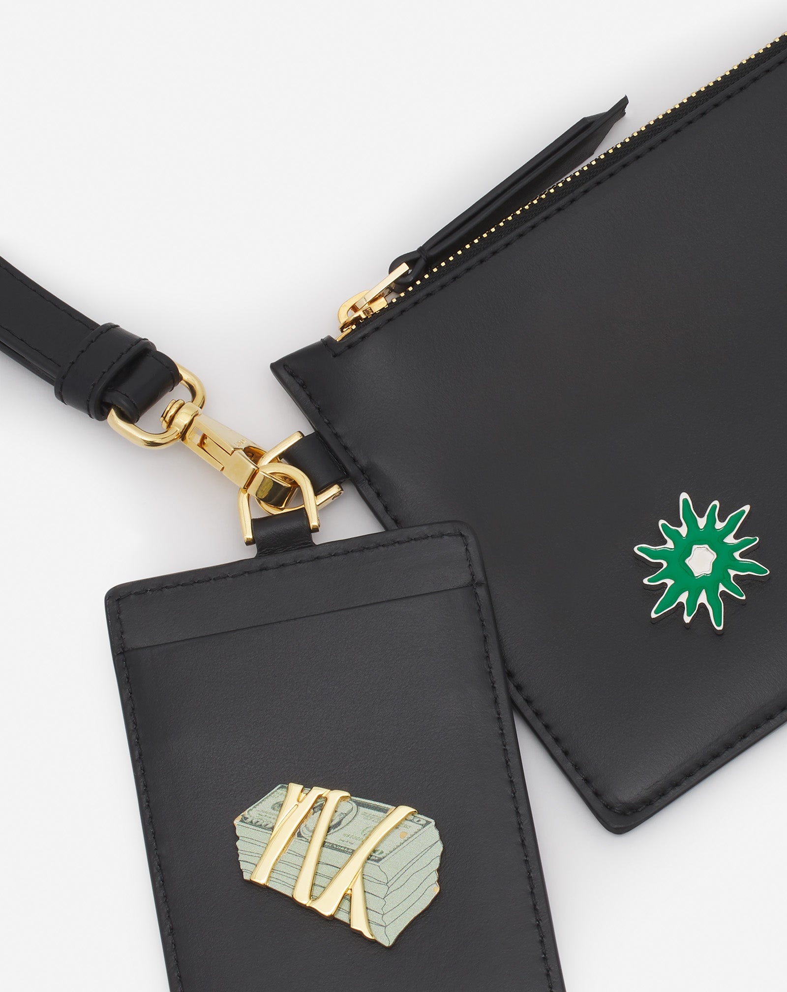 LANVIN X FUTURE LEATHER DOUBLE CLUTCH WITH PINS - 3