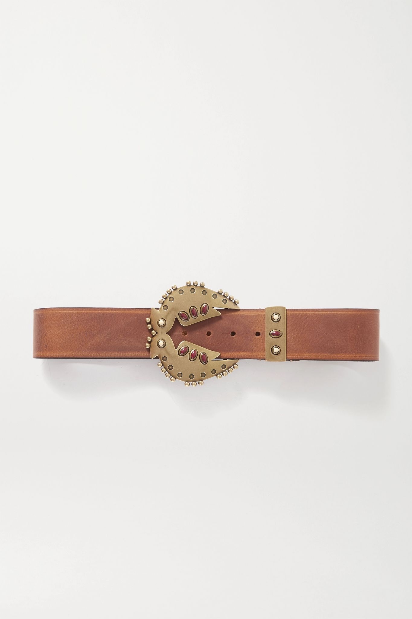 Abigail embellished leather belt - 1