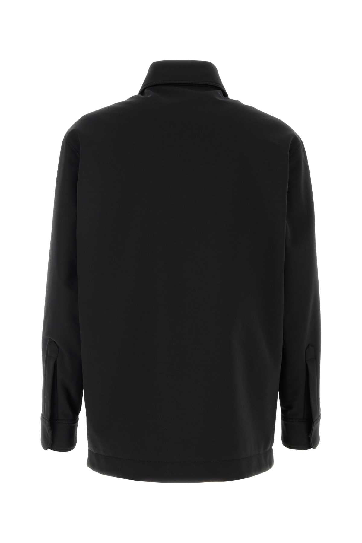 Fendi Men Black Stretch Wool Blend Jacket - 2