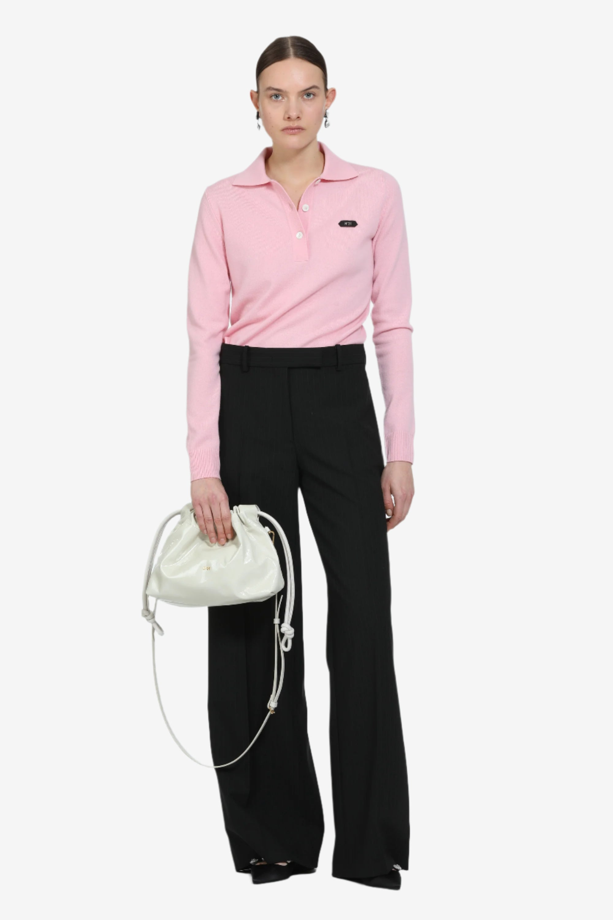PALAZZO TROUSERS WITH STRIPED BELT LOOPS - 4