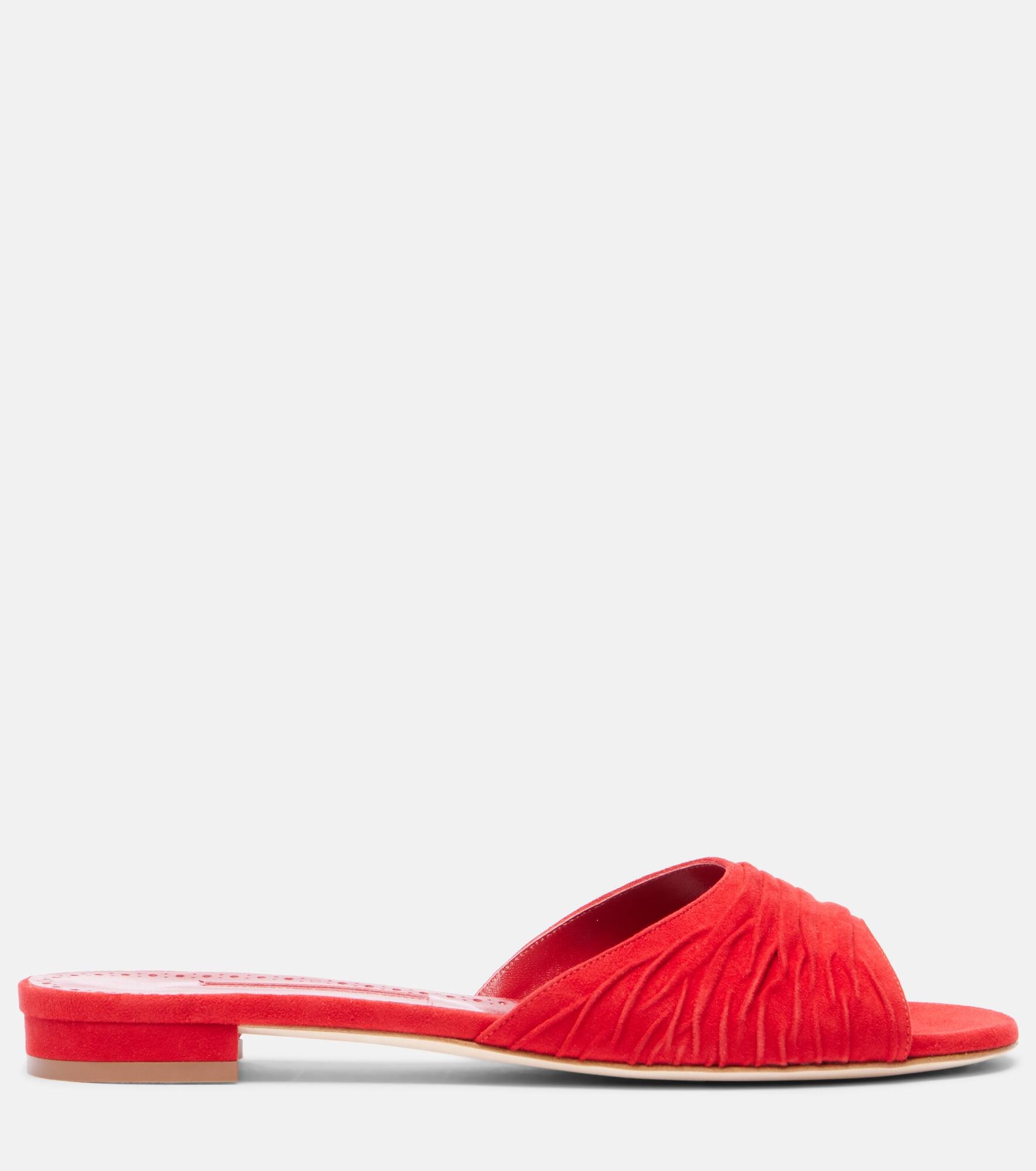 Piruaflat gathered suede slides - 4