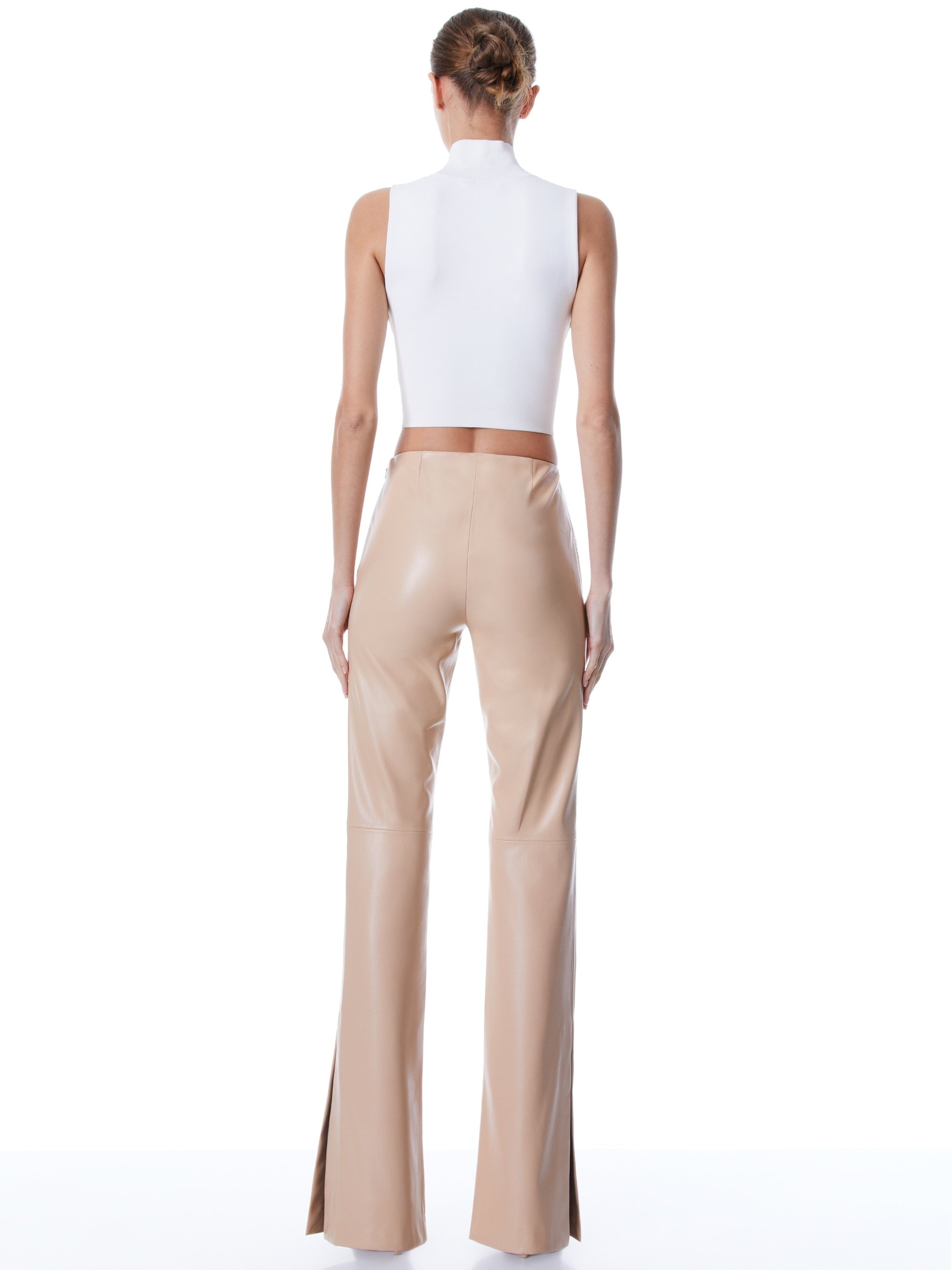 TEENY VEGAN LEATHER SIDE SLIT PANT - 3