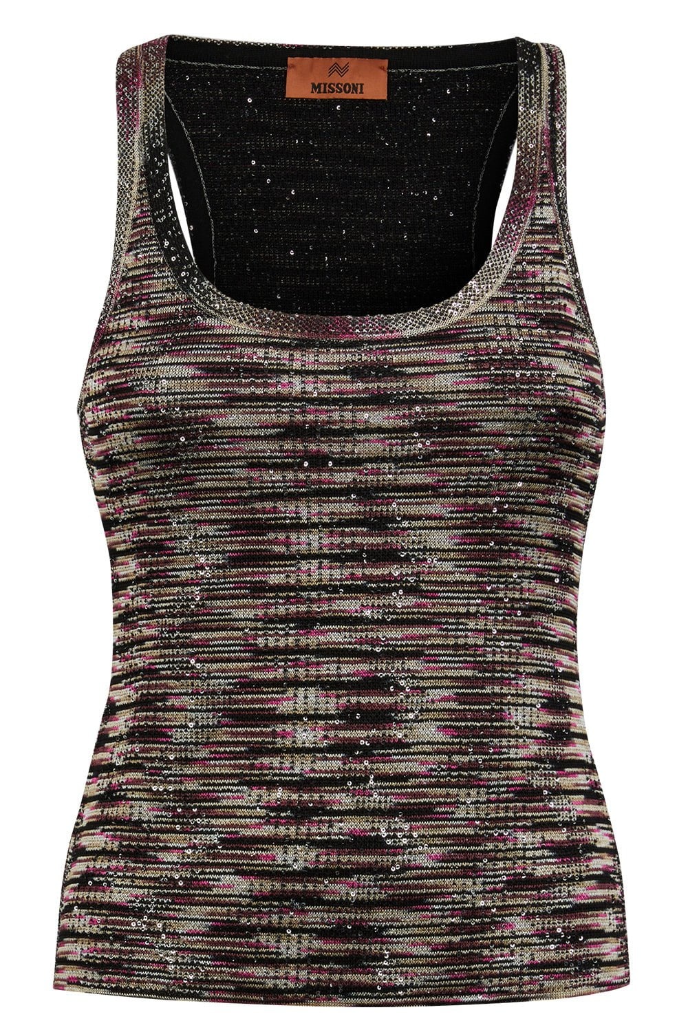 Scoop Neck Sequin Tank Top - 1