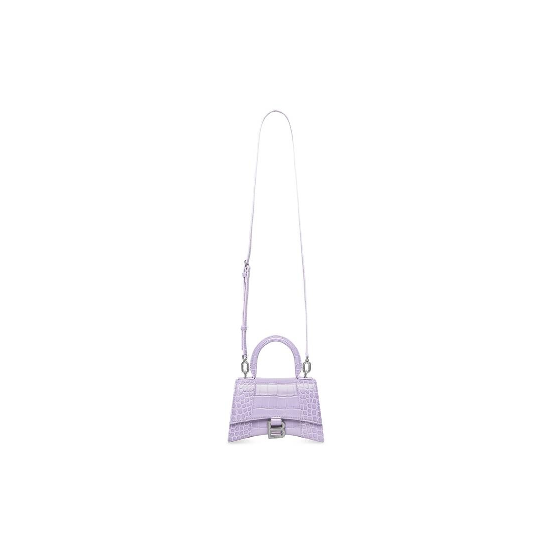 Women's Hourglass Xs Handbag Crocodile Embossed  in Lilac - 7