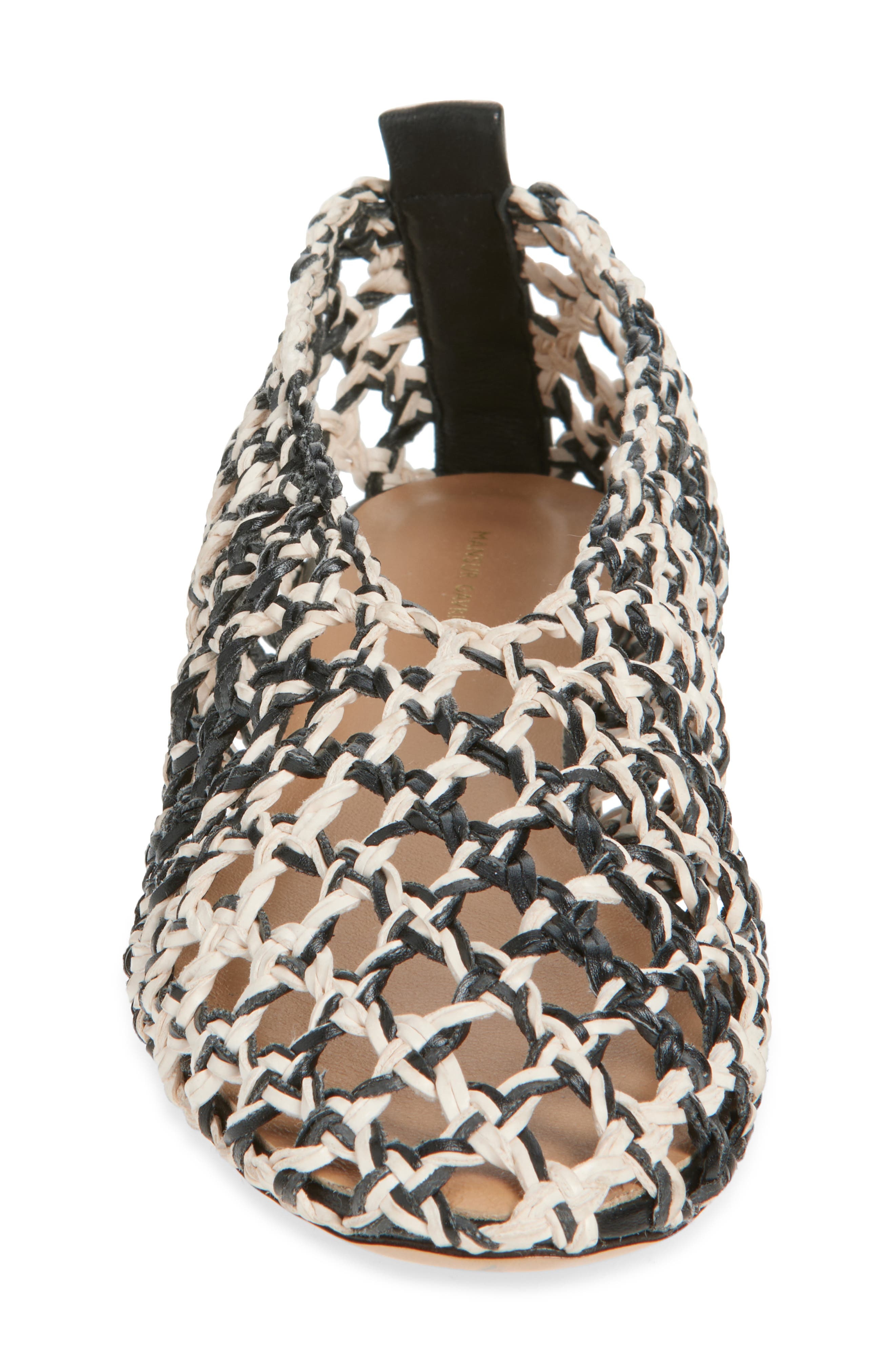Mansur Gavriel Open Weave Ballet Flat in Black/White at Nordstrom - 4