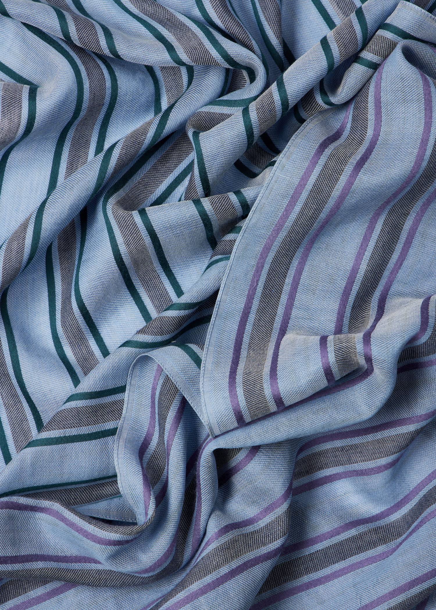 Blue Cotton-Blend Stripe Scarf - 4
