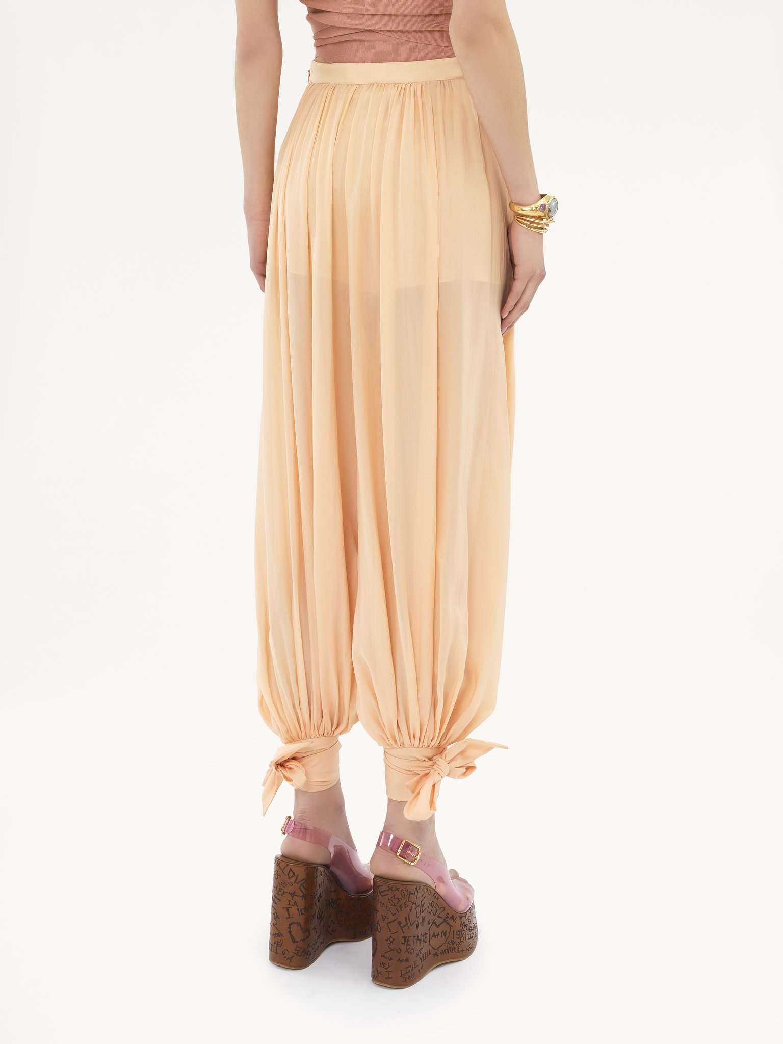 FLUID PLEATED PANTS IN SILK CHARMEUSE - 6