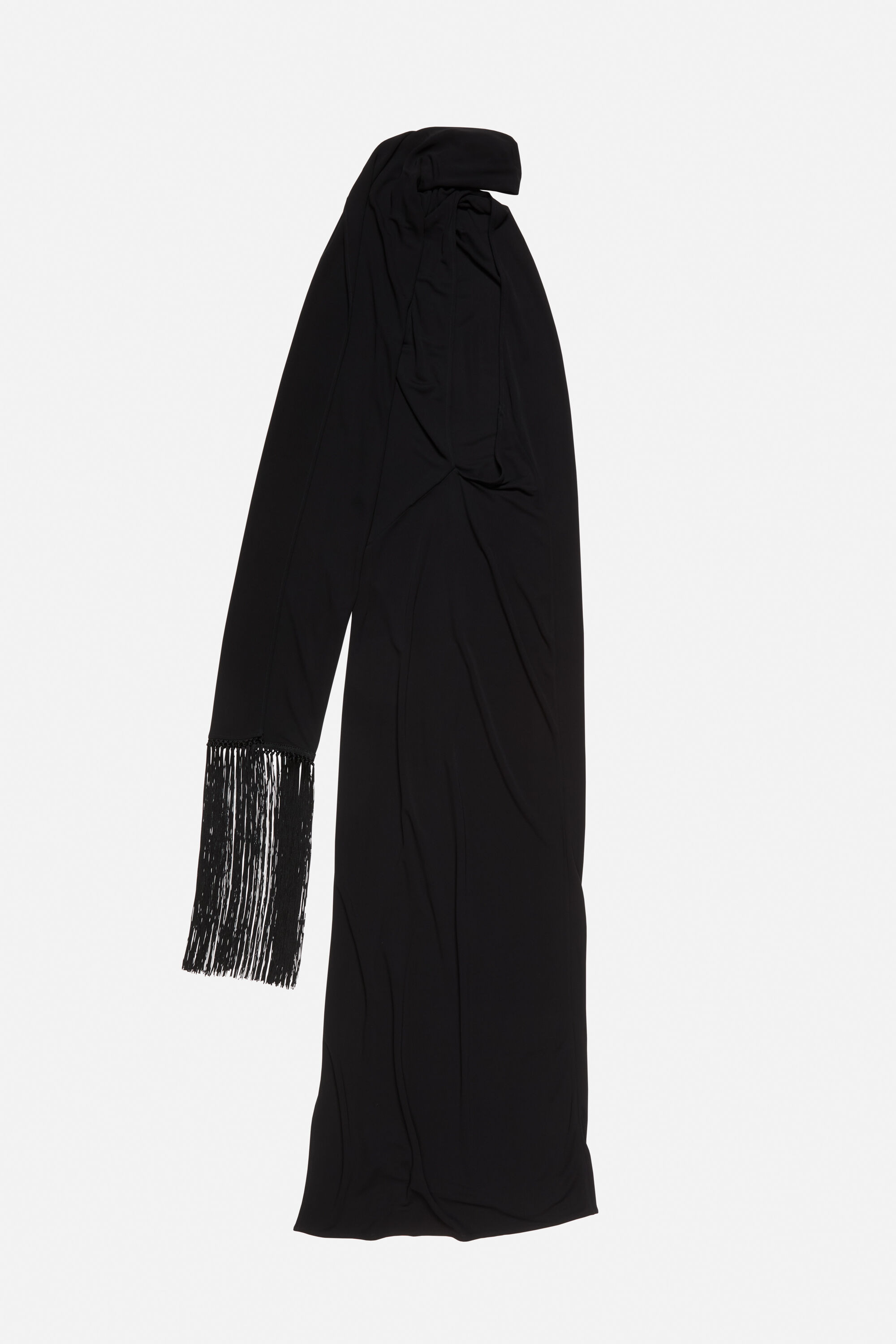 Draped satin dress - Black - 7