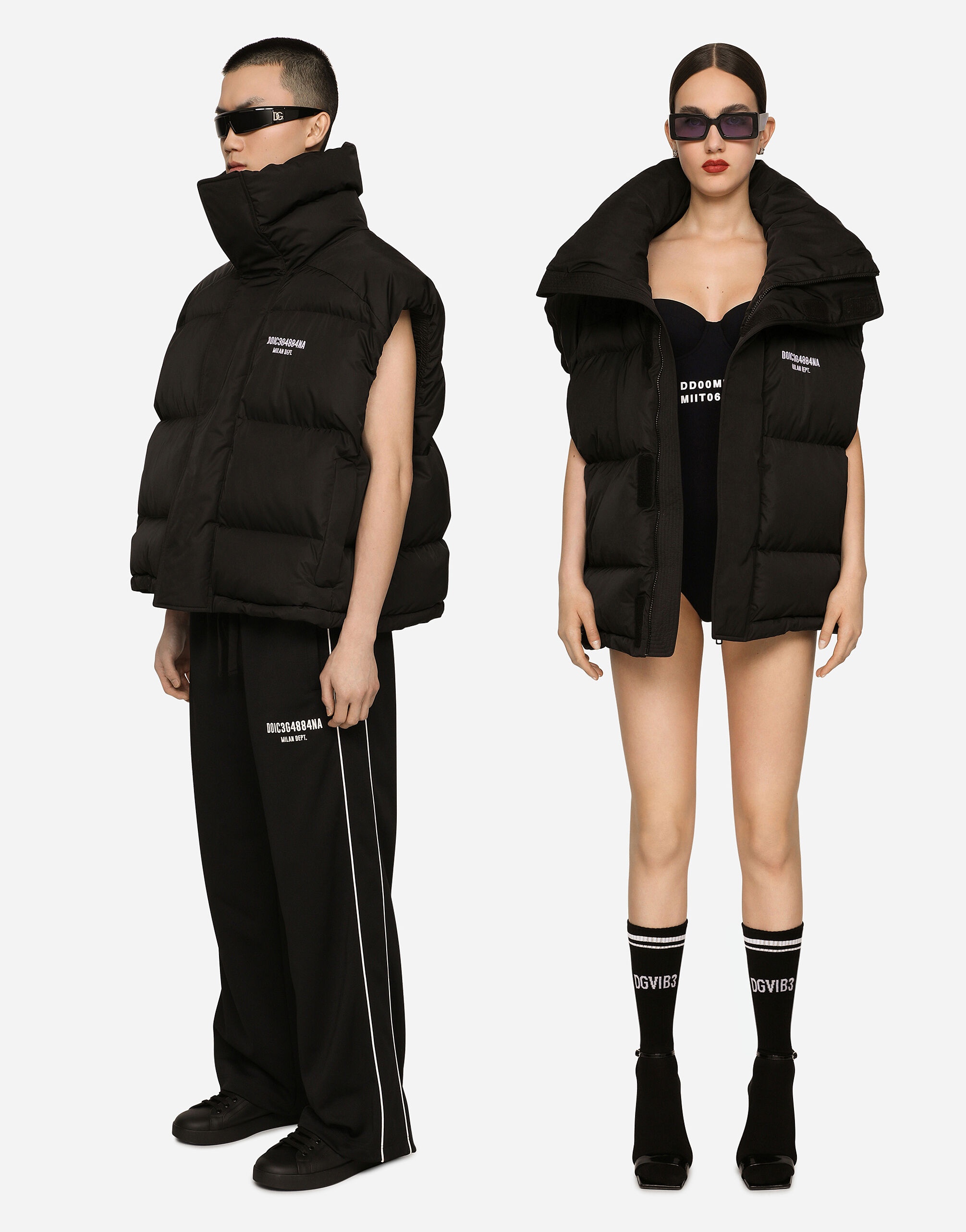 Sleeveless padded nylon down jacket with high neck DGVIB3 - 2