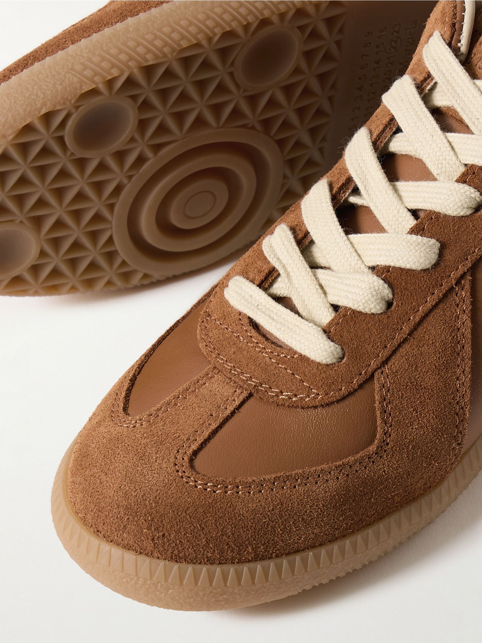 Replica suede and leather sneakers Tan - 4