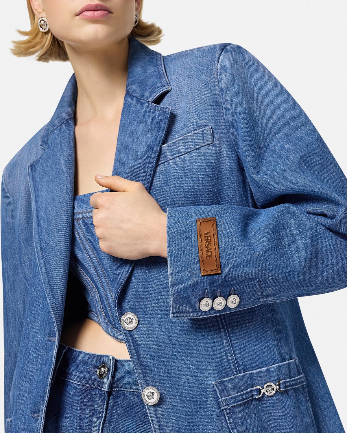 Oversized Tailored Denim Blazer - 3