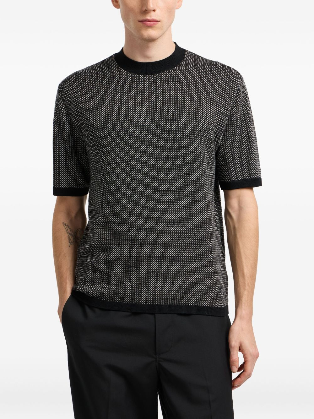 short-sleeve patterned pullover - 3