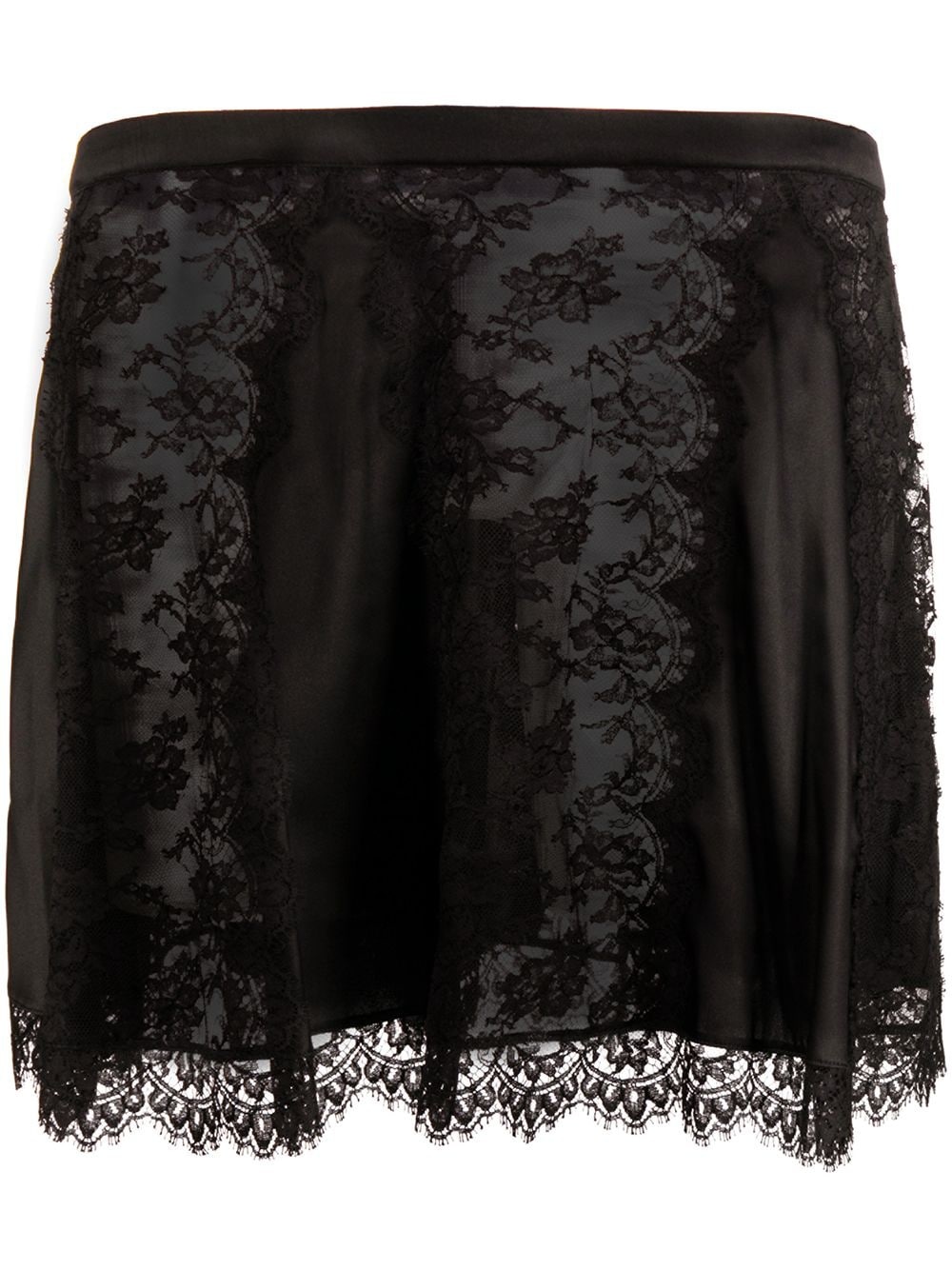 floral lace A-line mini skirt - 1