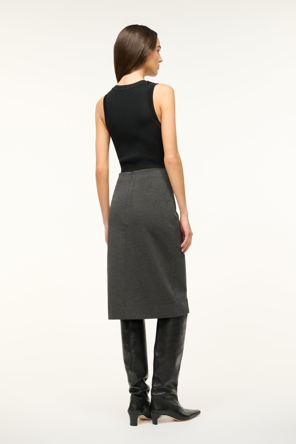 STAUD PASCALE PENCIL SKIRT HEATHER GREY - 6