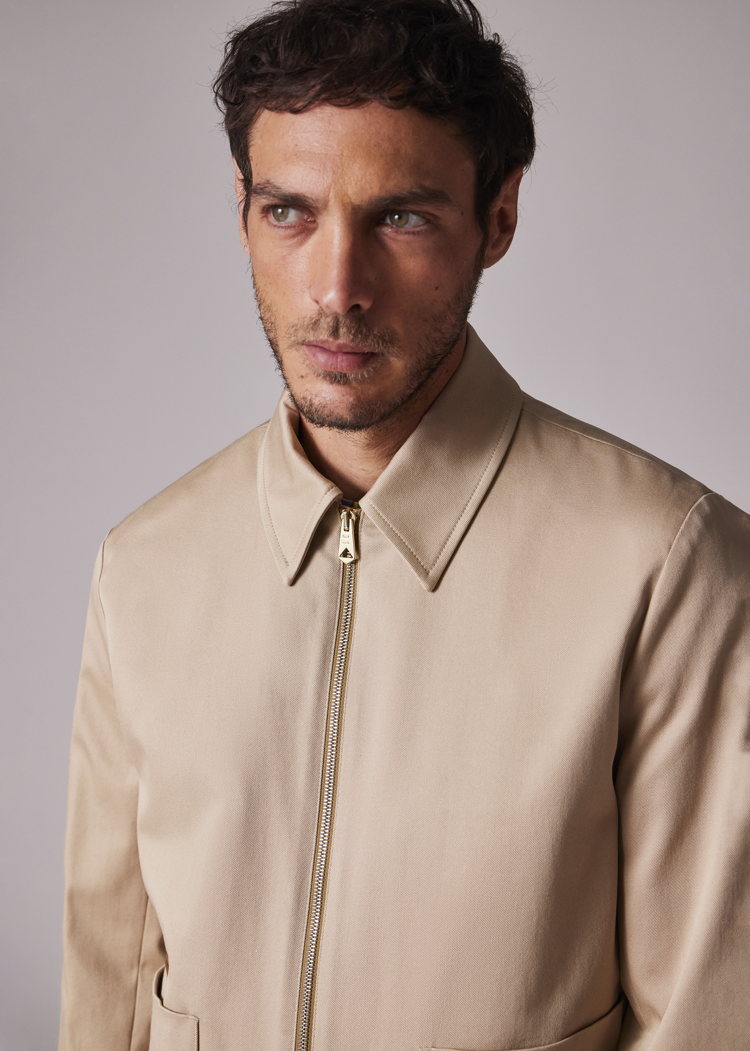 Tan Stretch Cotton-Twill Short Zip Jacket - 6