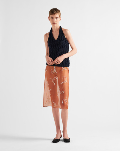 Prada Embroidered organza midi-skirt outlook