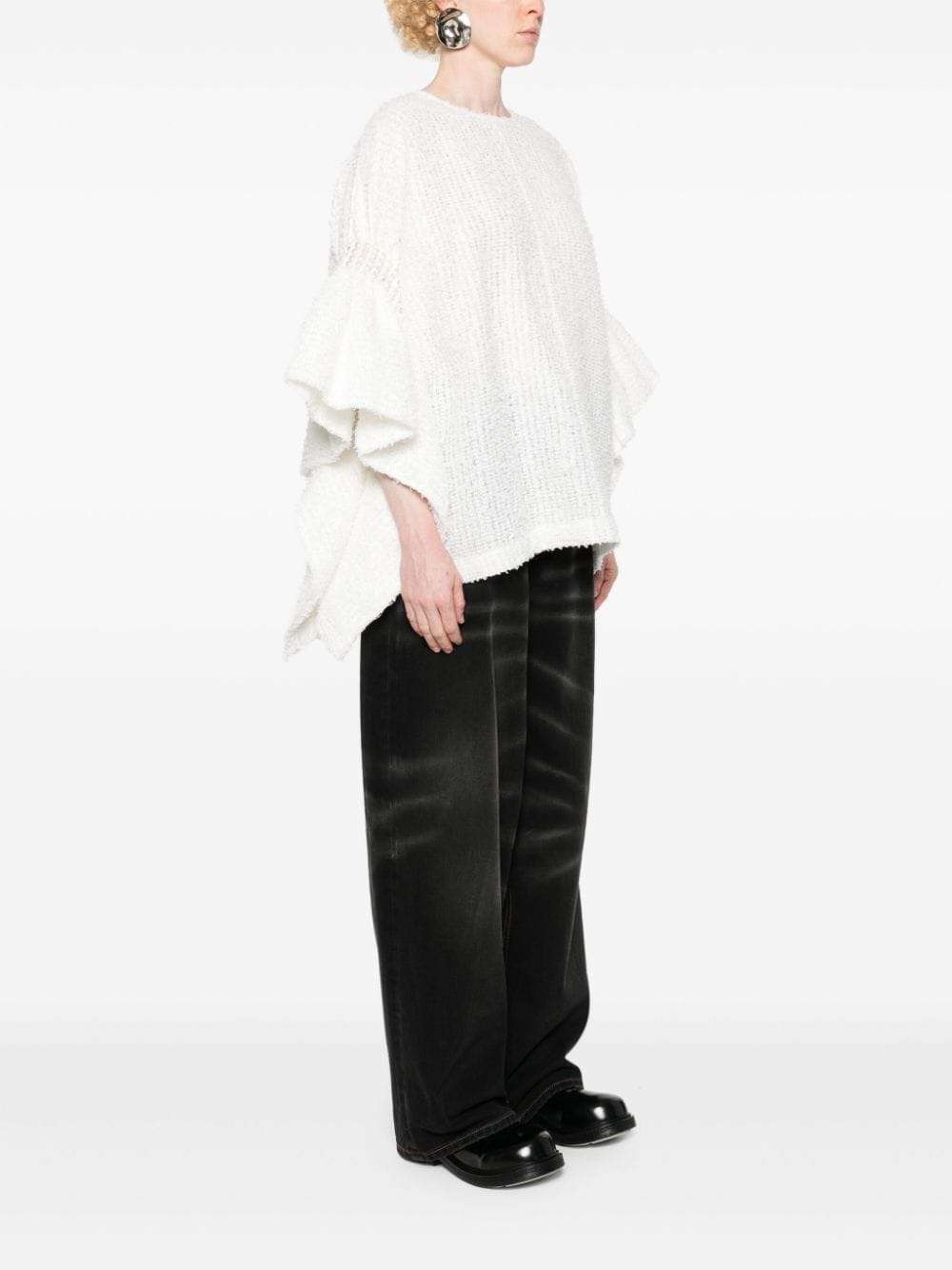 flared-cuffs bouclÃ© blouse - 3
