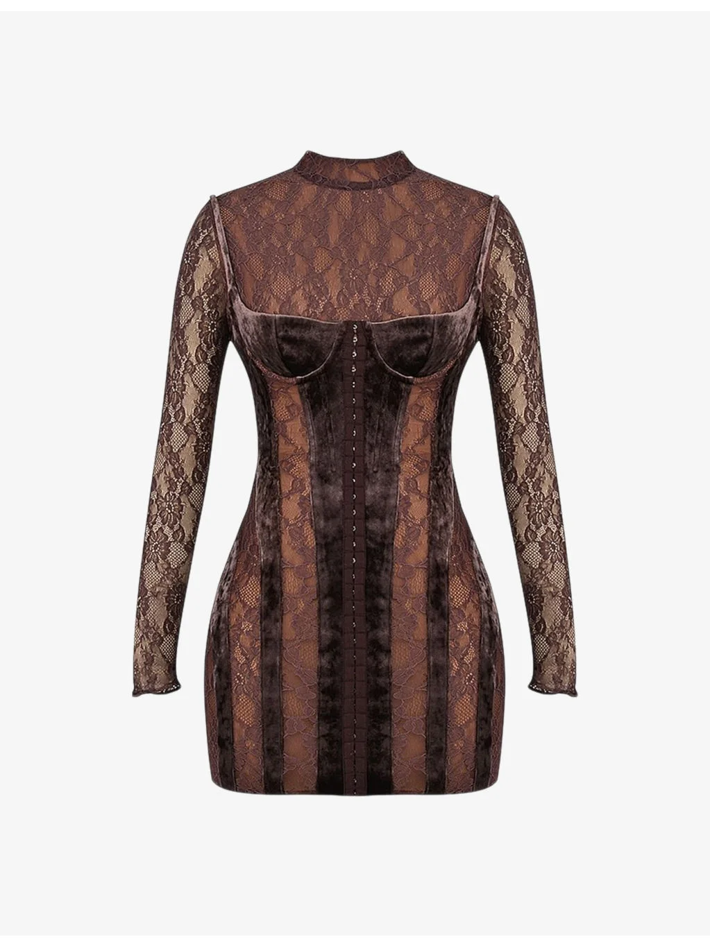 Marica crushed-velvet stretch-lace mini dress - 1