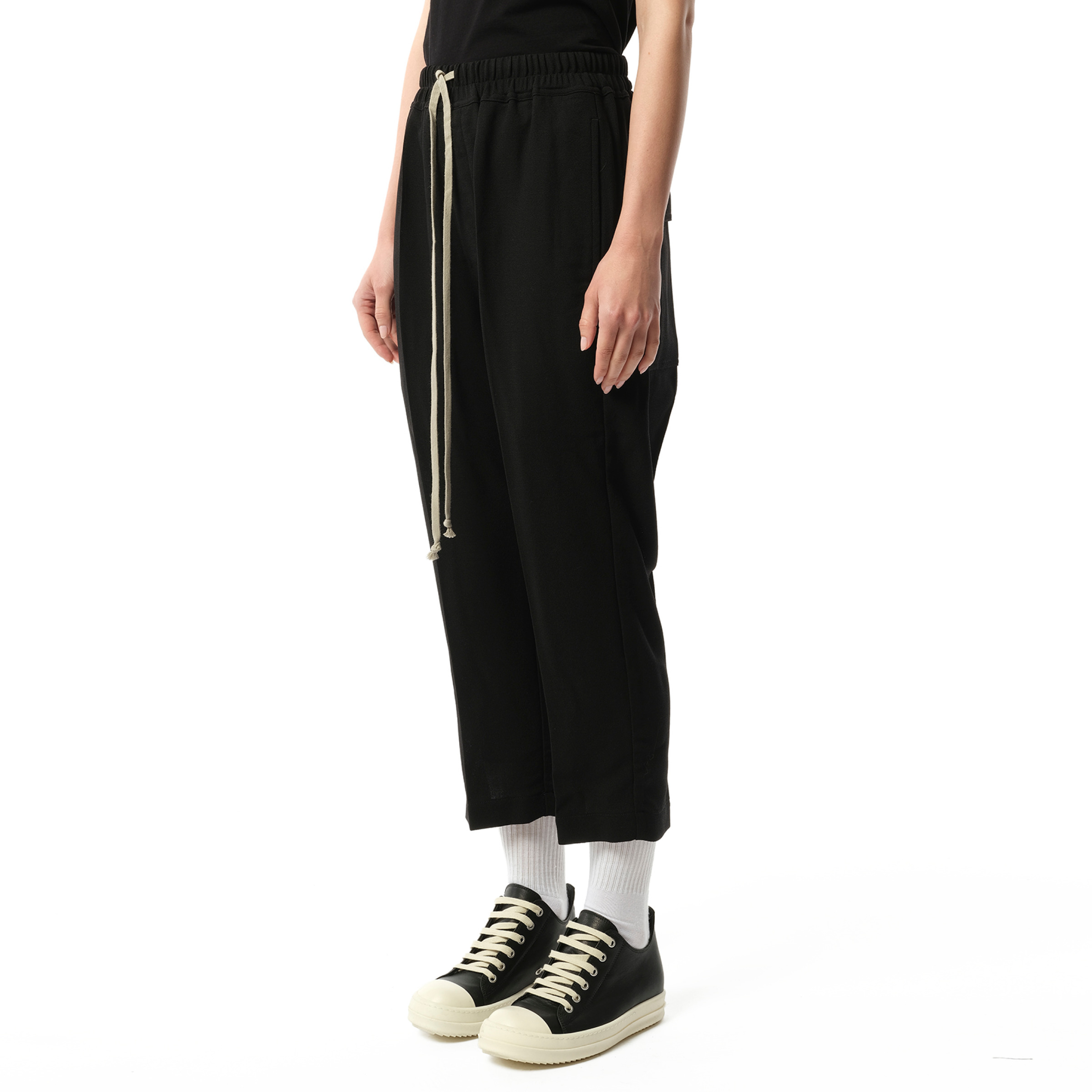 Wool Cropped Drawstring Astaires Pants in Black - 5