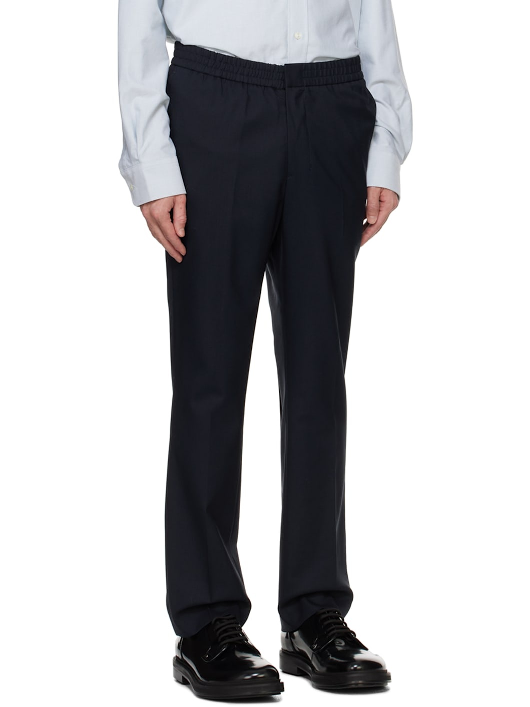 Navy Elasticized Waist Trousers - 2