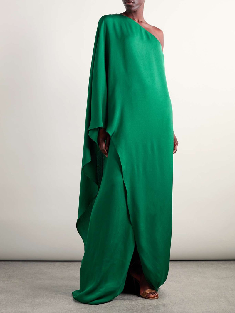TOM FORD Asymmetric one-shoulder crepe dress Emerald outlook
