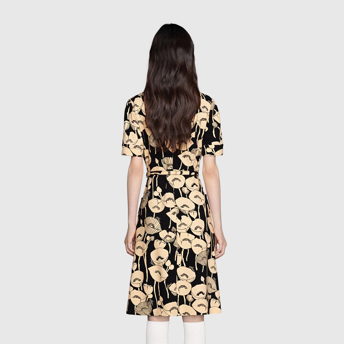 Poppy flowers print jersey dress - 4