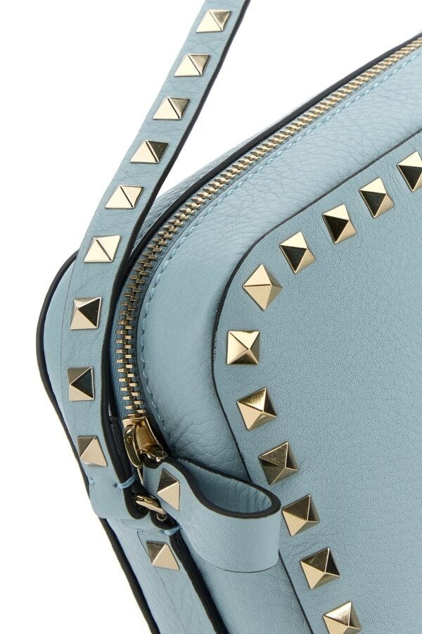 Light blue leather Rockstud crossbody bag - 4