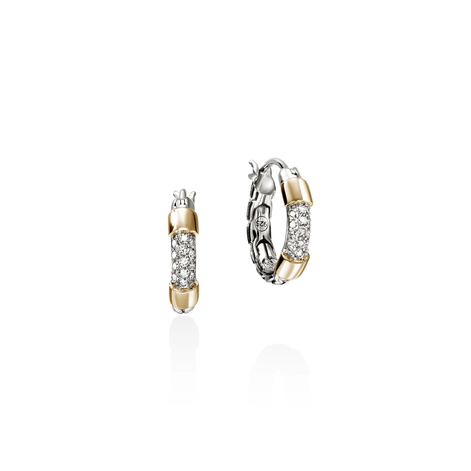 JH Essential Pave Hoop Earrings, Gold, Sterling Silver, Diamonds, 14.5MM - 1