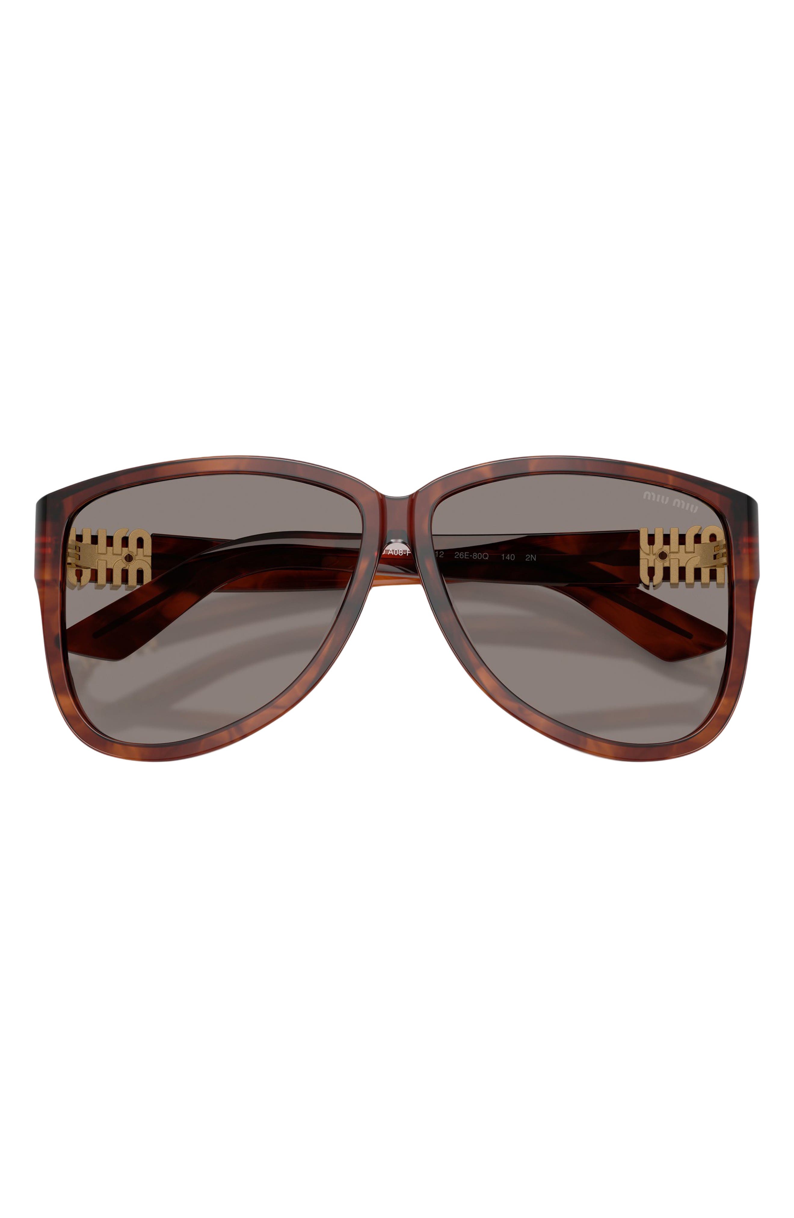 Miu Miu 61mm Pilot Sunglasses in Striped Tobacco/Dark Grey at Nordstrom - 5