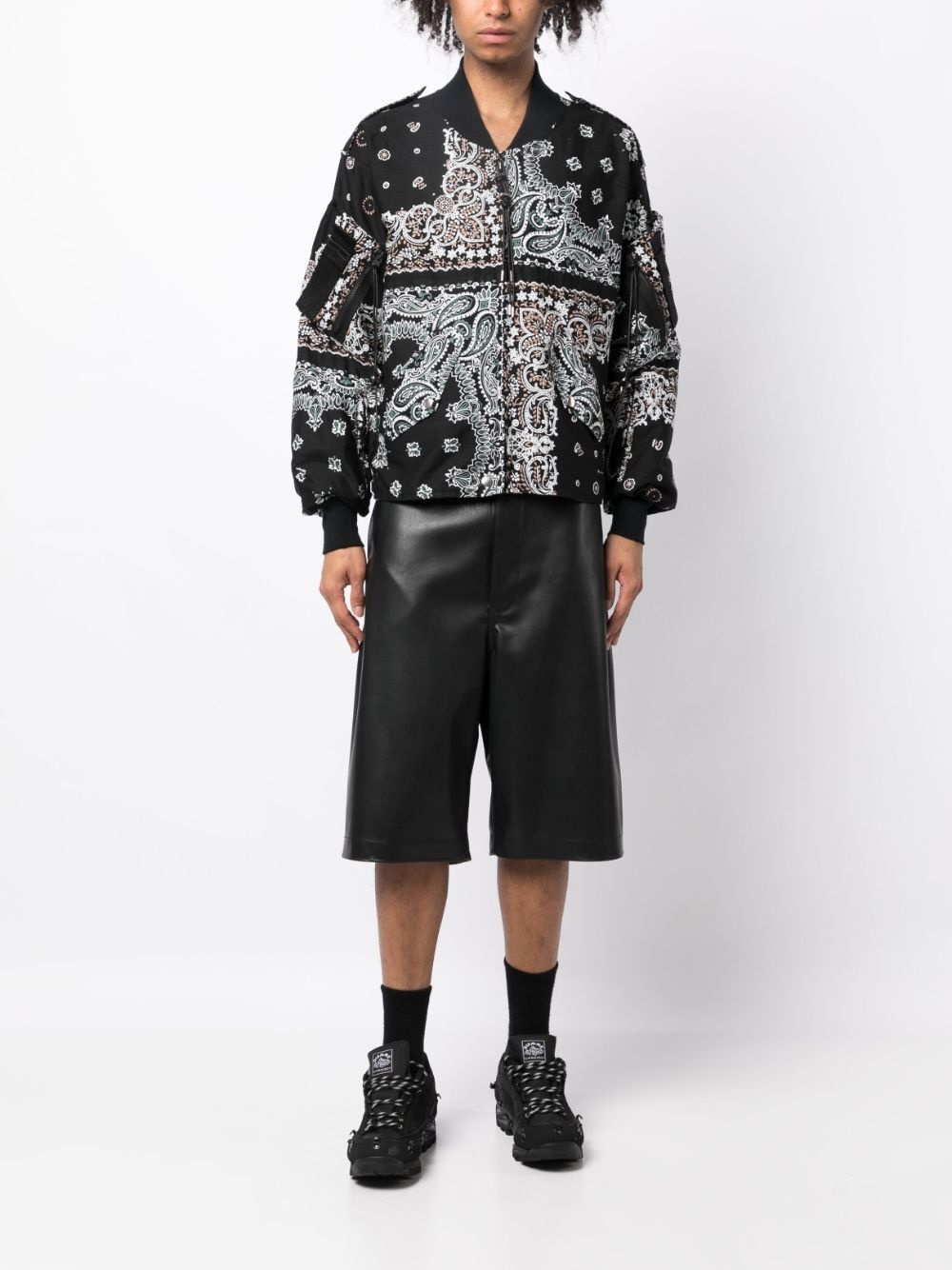 bandana-print cotton bomber jacket - 2