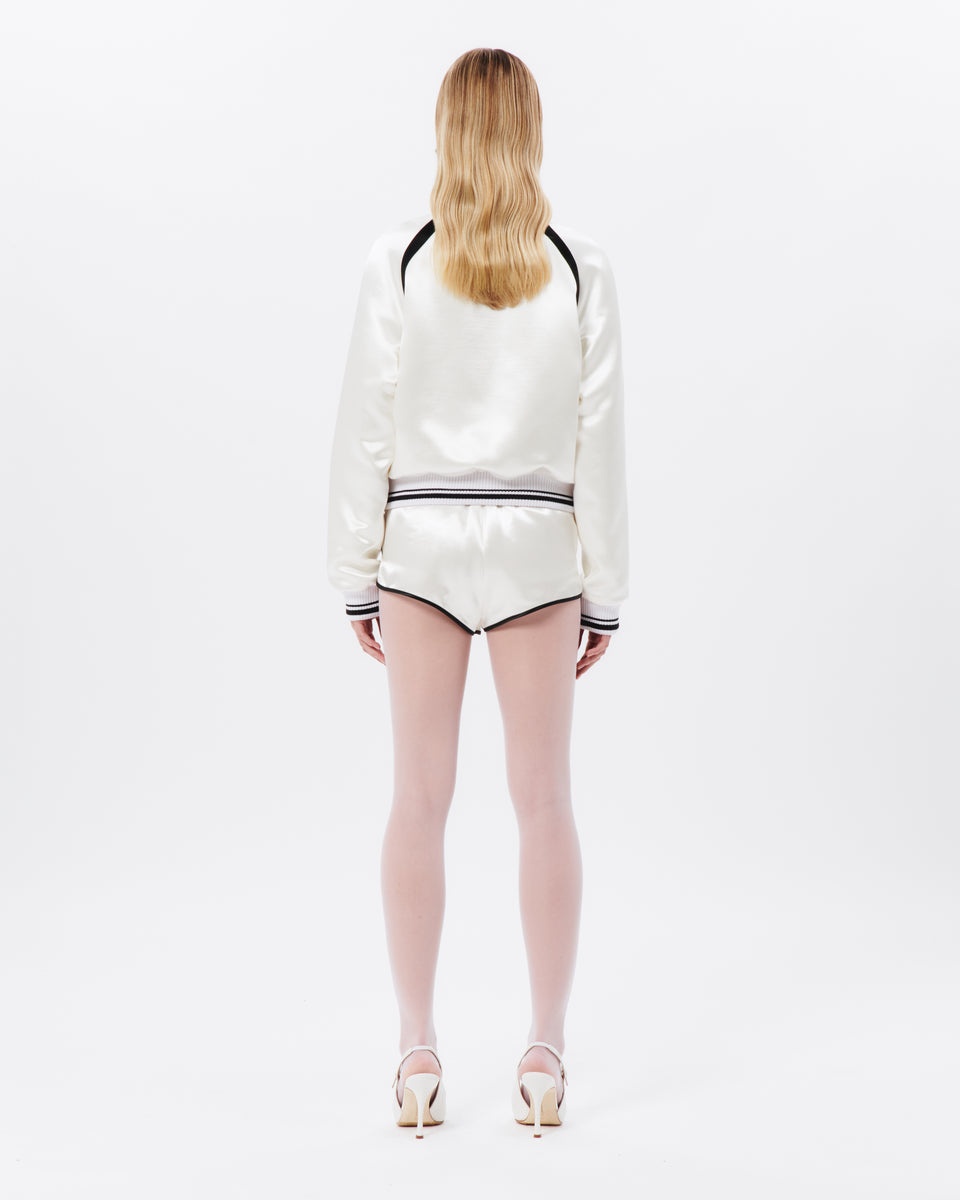 SATIN BOMBER JACKET WITH PATCH - 5